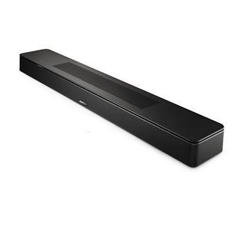 Die bose smart soundbar dolby atmos schwarz platziert unter einem modernen Fernsehgerät.