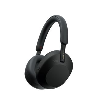 Bild des Sony WH-1000XM5 Kopfhörers: ein schwarzer kabelloser Over-Ear-Kopfhörer mit aktiver Geräuschunterdrückung, modernem Design und weichen, bequemen Ohrpolstern.