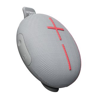 Tragbare bluetooth-lautsprecher ultimate ears miniroll kompakt in runder Form mit strapazierfähigem Gehäuse und integriertem Trageband für mobile Nutzung