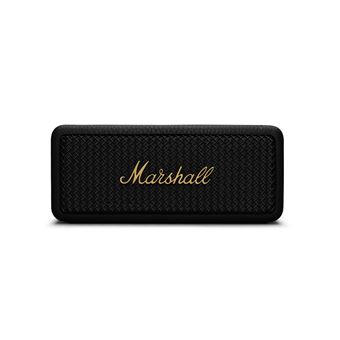 Marshall Emberton II Bluetooth tragbarer Lautsprecher Black Brass mit ikonischem Design und 360° Sound auf neutralem Hintergrund