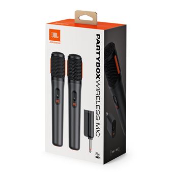 Bild des JBL PartyBox Wireless Microphone Set schwarz mit zwei kabellosen Mikrofonen für Karaoke, Partys und Events mit JBL Lautsprechern