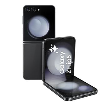 Samsung Galaxy Z Flip5 5G faltbares Premium Smartphone in geöffnetem Zustand mit großem Display und modernem Klappdesign auf neutralem Hintergrund