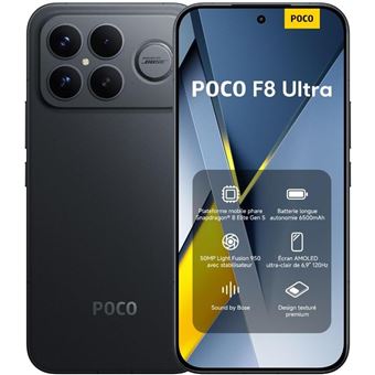 Xiaomi POCO F8 Ultra 16/512 GB Schwarz europäische Version – Vorderansicht des Smartphones. Klare Beschreibung des Designs und der Bildschirmgröße.