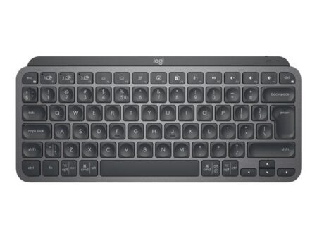 Das professionelle schwarze Logitech MX Keys Mini Combo Set mit einer kabellose tastatur und Maus auf einem Bürotisch.