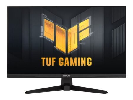 Ein schwarzer ASUS TUF Gaming VG27AQL3A Monitor mit QHD-Display und ergonomischem Standfuß für professionelles Gaming.
