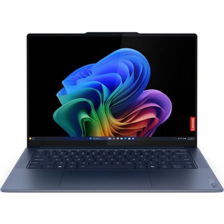 Lenovo Yoga Slim 7 Laptop mit 14,5 Zoll OLED-Display, Snapdragon X Elite Prozessor, Windows 11 Home ARM und schlankem Design.