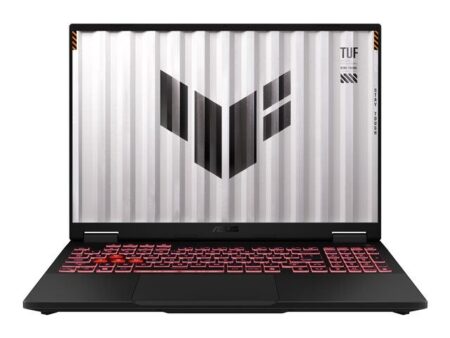 Gaming Laptop asus tuf gaming a16 tuf608up-rv084w mit AMD Leistung, 180-Grad-Scharnier und RTX Grafik auf modernem Hintergrund