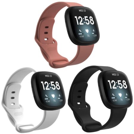 Das mehrfarbige imoshion armband ist passgenau an einer modernen Fitbit Smartwatch montiert.
