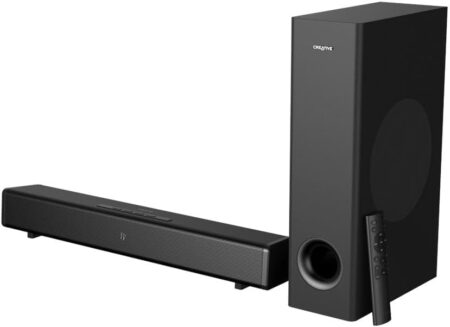 Creative Stage 360 2.1 Soundbar Schwarz mit Dolby Atmos, Subwoofer und HDMI ARC für Heimkino und Gaming