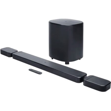 Jbl bar 800 mk2 dolby atmos 7.1 soundbar kraftvoll mit abnehmbaren Rear Lautsprechern und kabellosem Subwoofer im Wohnzimmer Setup
