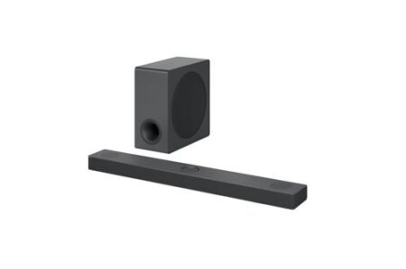 Lg s80qy dolby atmos 3.1.3 soundbar 480w kraftvoll mit kabellosem Subwoofer im modernen Wohnzimmer Heimkino Setup