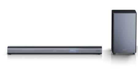 Sharp HT-SBW460 3.1 Dolby Atmos Soundbar Schwarz mit kabellosem Subwoofer für Heimkino und 3D-Sound