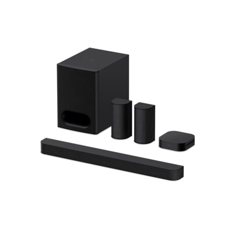 Sony theatre system 6 dolby atmos 5.1 heimkino kraftvoll mit Soundbar Subwoofer und Rear Lautsprechern im Wohnzimmer Kino Setup