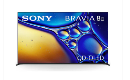 Sony Bravia 8 II qd-oled 4k ultra hd Fernseher in einem modernen Wohnzimmer mit scharfem Bild.