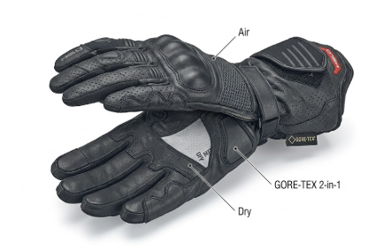 Technische winter motorradhandschuhe Held Air N Dry in schwarzem Touring-Design mit wasserdichtem Schutz und Thermofutter.