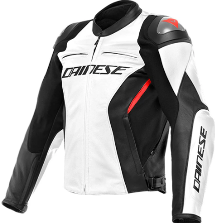 Dainese Racing 4 Motorrad Lederjacke mit sportlichem Schutzdesign für sichere Straßenfahrten
