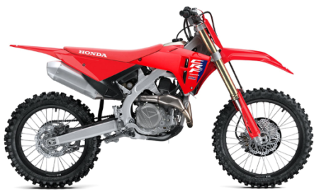 Honda CRF450R Motocross Motorrad auf einer Offroad Strecke mit sportlichem DesignHonda CRF450R Motocross Motorrad auf einer Offroad Strecke mit sportlichem Design