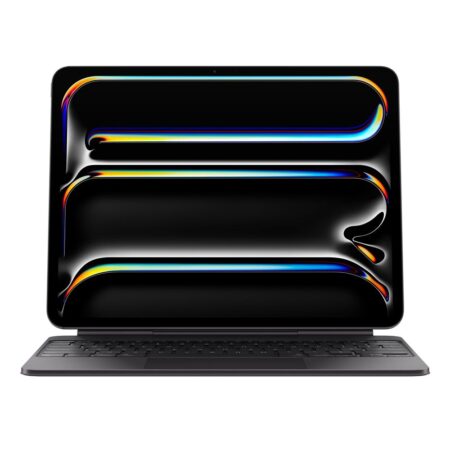 Das schwarze Apple magic keyboard ipad pro 13 m4 mit einem iPad Pro im freischwebenden Design.