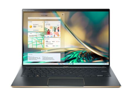 Ultraleichtes Premium-Notebook acer swift 5 sf514-56t intel evo i7 16 gb auf einem modernen Schreibtisch für mobiles Arbeiten und Produktivität