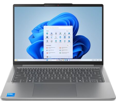 Ein modernes pc portable lenovo ideapad slim 5 in der Farbe Cloud Grey auf einem Schreibtisch.