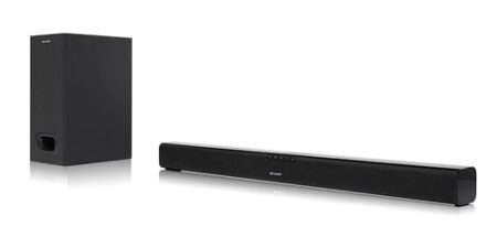 Soundbar Sharp HT-SBW110 kompakte 2.1 Slim TV Soundbar mit Subwoofer für verbesserten Klang im Wohnzimmer