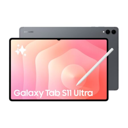 Vorderansicht vom samsung galaxy tab s11 ultra mit leuchtendem Display und S Pen.