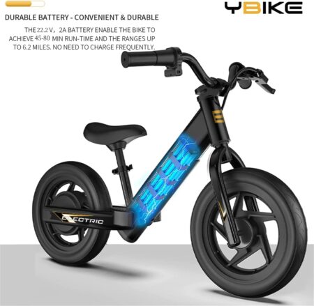 YBIKE Laufrad für Kinder mit elektrischem Antrieb, 12 Zoll Rädern und verstellbarem Sitz für sicheren Fahrspaß im Alter von 3 bis 5 Jahren