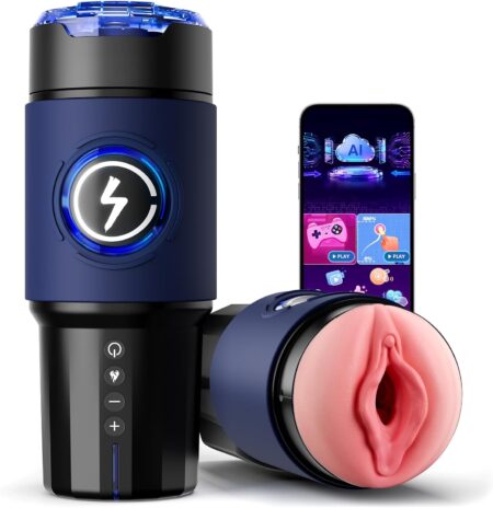 Produktbild eines männlicher masturbator mit heizung 360 grad von VIJISA mit 5 Modi, Teleskopfunktion und modernem ergonomischem Design für diskrete Nutzung.