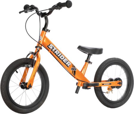 Strider 14x Laufrad für Kinder von 3 bis 6 Jahren mit gepolstertem Sattel, ergonomischen Griffen und Allround-Reifen für sicheres Fahren.