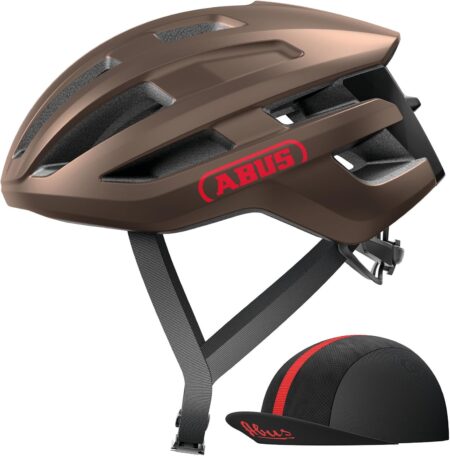 ABUS PowerDome ACE Rennradhelm mit Race Cap und intelligentem Belüftungssystem für sportliche Fahrten und hohen Tragekomfort.