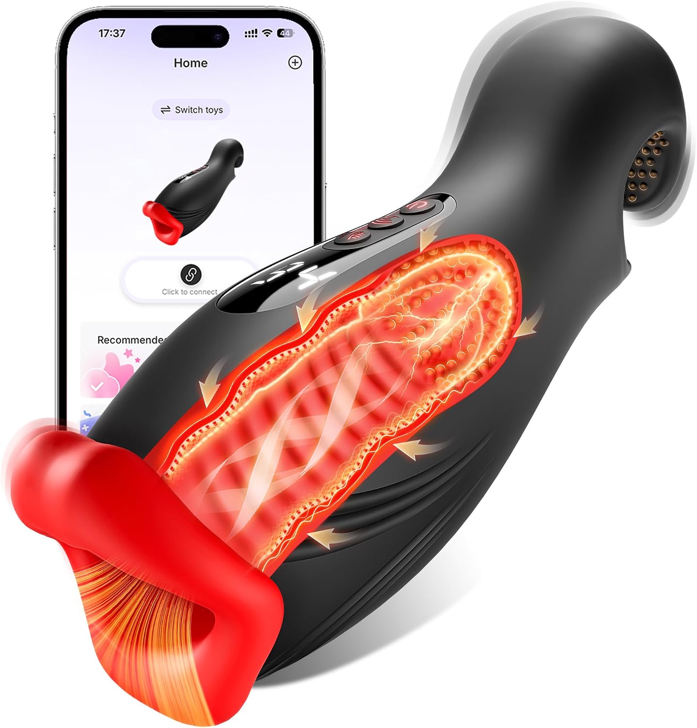 Produktbild eines männlicher masturbator mit vibration von VIJISA mit App-Steuerung für realistische und diskrete intime Stimulation für Männer.