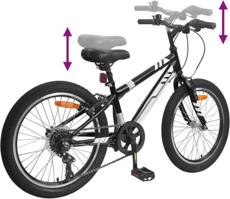 vidaXL mountainbike 24 zoll mit 6-Gang-Schaltung, verstellbarem Lenker und robuster Bauweise für Freizeit und Gelände.