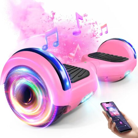 Sisigad Hoverboard 6.5 Zoll mit Bluetooth und LED Beleuchtung, modernes selbstbalancierendes Hoverboard für Kinder und Jugendliche in Schwarz