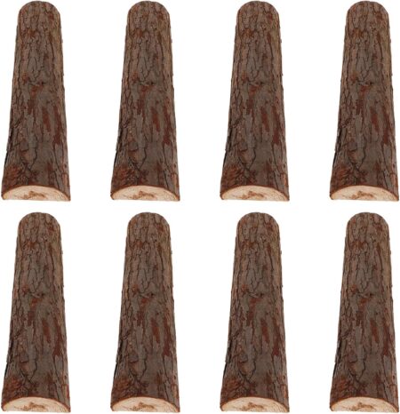 8-teiliges trockene kaminholz-deko Set aus Naturholz für Kamin, Grill und Gartenfeuerstelle mit rustikaler dekorativer Optik im Außenbereich.