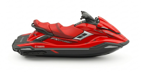 Yamaha FX Cruiser SVHO 2026 Luxus-WaveRunner auf offenem Wasser mit Premium-Sitzbank, großem Touchdisplay und leistungsstarkem Kompressormotor