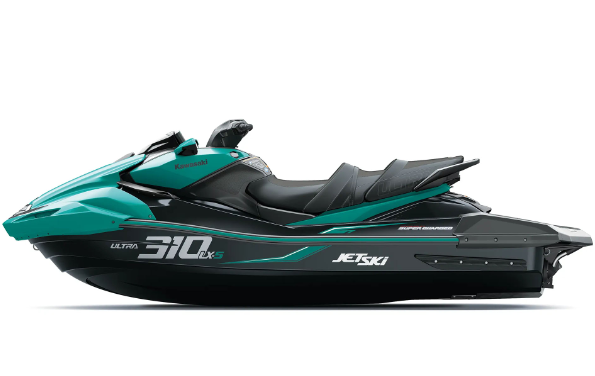 Kawasaki Ultra 310LX 2026 Luxus-Jetski auf offenem Wasser mit Premium-Sitz, leistungsstarkem Kompressormotor und hochwertiger Ausstattung.