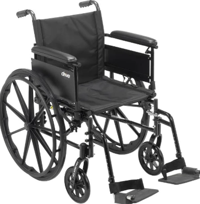 Drive Medical Cruiser X4 Rollstuhl mit stabilem Stahlrahmen und komfortabler Sitzfläche für den täglichen Einsatz.