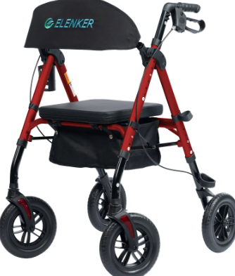 Elenker geländegängiger Rollator mit großen Rädern für sicheres Gehen auf unebenem Gelände im Outdoor-Bereich