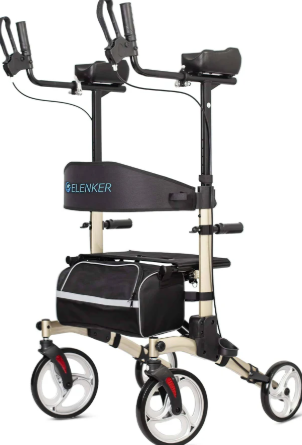 aufrechter rollator elenker zeigt einen stabilen Rollator mit aufrechter Gehposition für Senioren und Personen mit eingeschränkter Mobilität im Alltag.