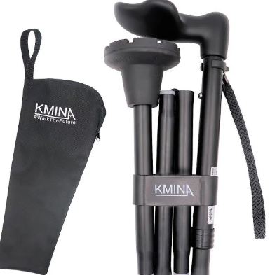 Ergonomischer Gehstock KMINA in Schwarz mit komfortablem Griff für sichere und stabile Unterstützung im Alltag.