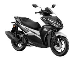 Schwarzer yamaha aerox 50 Motorroller Modell 2026 mit sportlichem Design und moderner LED-Beleuchtung.